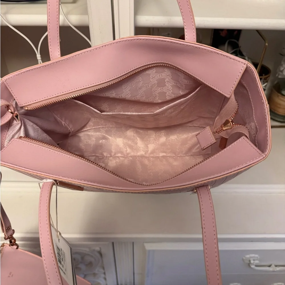 Ted Baker Pink Embossed Tote with Gold Accents